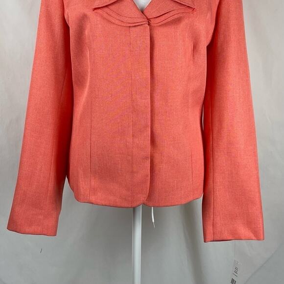 John Meyer Coral Orange Ruffled Collar Party Event Occasion Jacket NWT Size 18 - Picture 4 of 14